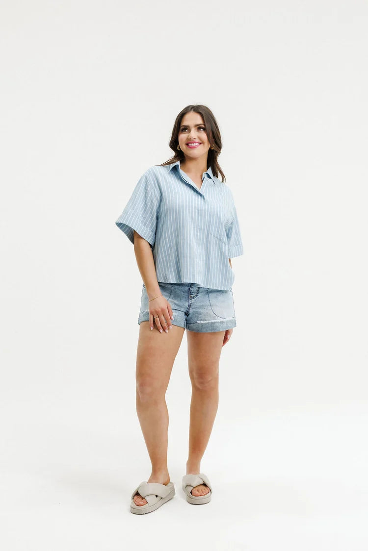 HOME-LEE RUBY SHIRT - HYDRANGEA STRIPES
