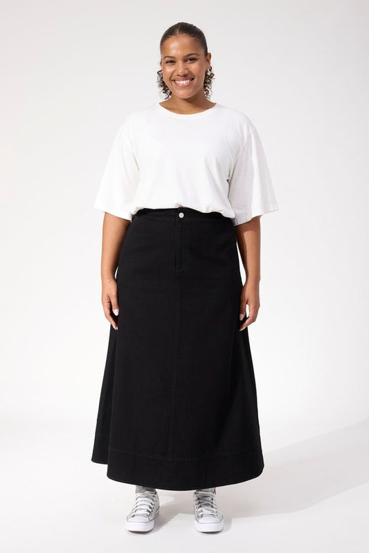 HAVEN DENVER DENIM SKIRT - BLACK