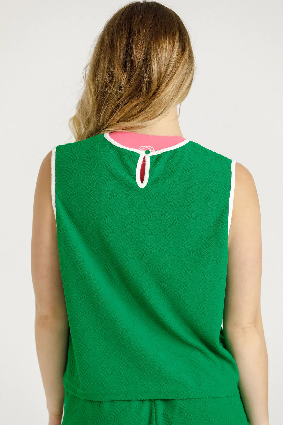 ROSE ROAD TRACEY SINGLET - KELLY GREEN TOWELLING