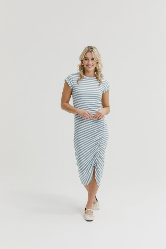 HOME-LEE NIKITA TEE DRESS - SKY STRIPES