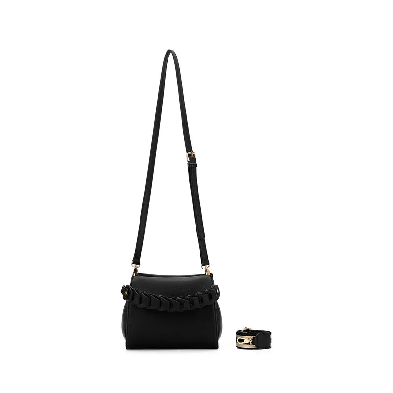 BLACK CAVIAR LUA PLAIT HANDBAG - BLACK