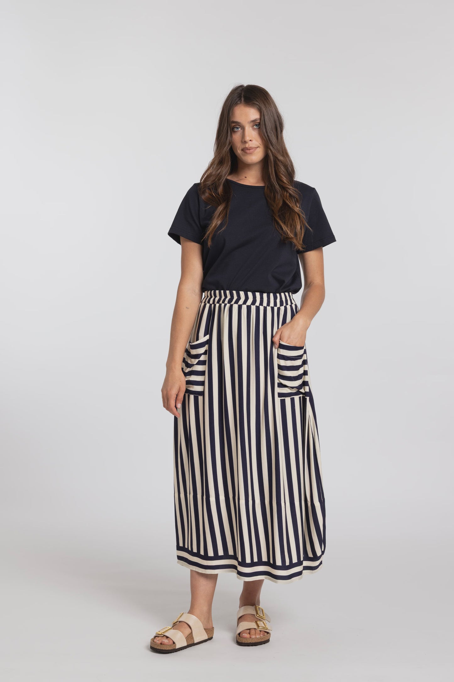 MI MOSO TRENLEY SKIRT - NAVY STRIPE