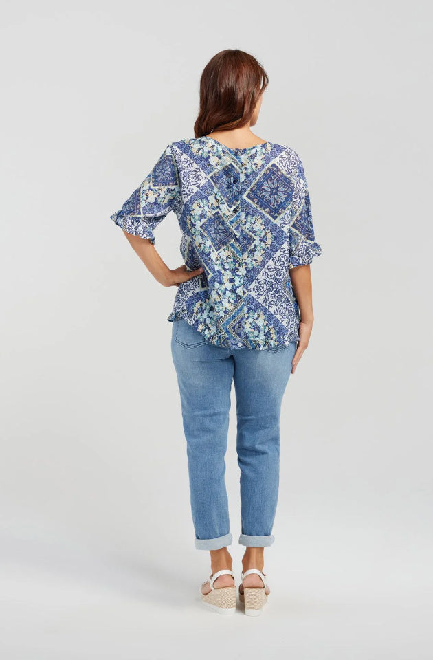 SEDUCE DOROTHY TOP - BLUE PATIO - S2022-1