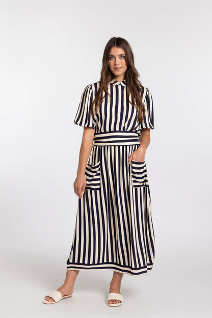 MI MOSO TRENLEY SKIRT - NAVY STRIPE