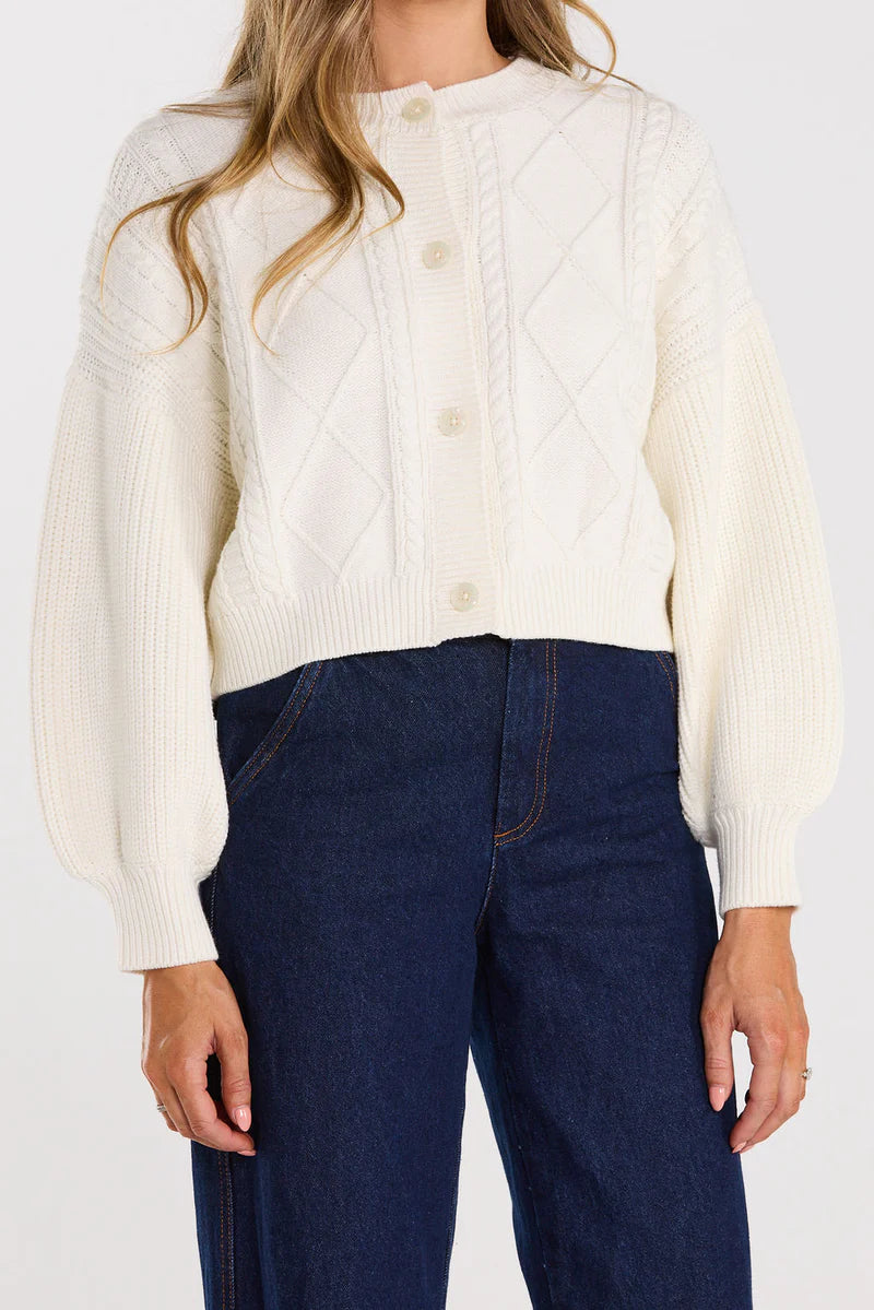 THING THING FLOURISH CARDIGAN - MILKY BAR