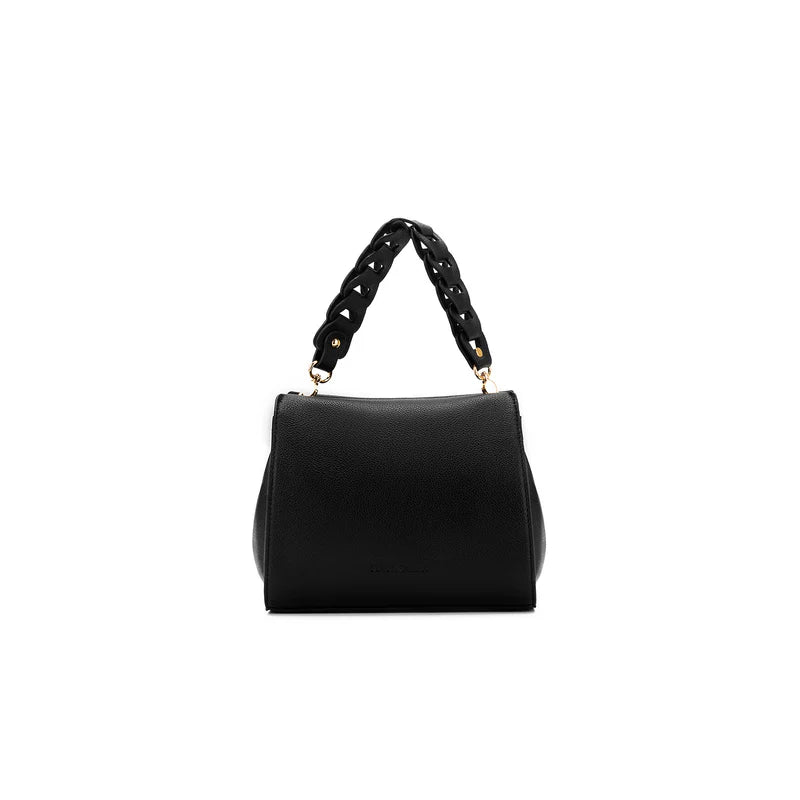 BLACK CAVIAR LUA PLAIT HANDBAG - BLACK