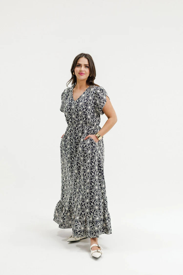 HOME-LEE GRETA DRESS - BLACK CHAMPAGNE