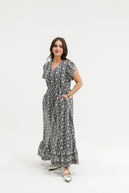 HOME-LEE GRETA DRESS - BLACK CHAMPAGNE