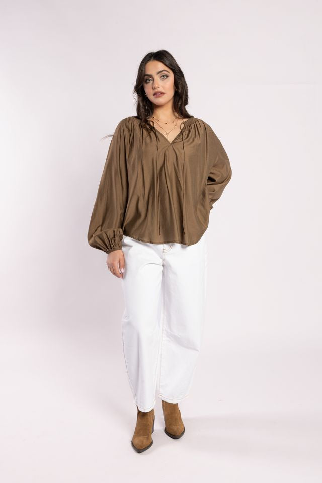 DRAMA THE LABEL CA VA BLOUSE - COFFEE