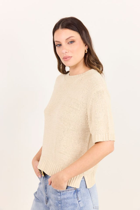 BY ROSA LOVEABLE YARN KNIT TEE - OAT