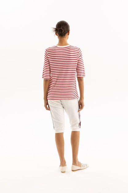 TWO BY TWO LINEN TEE - RED STRIPE