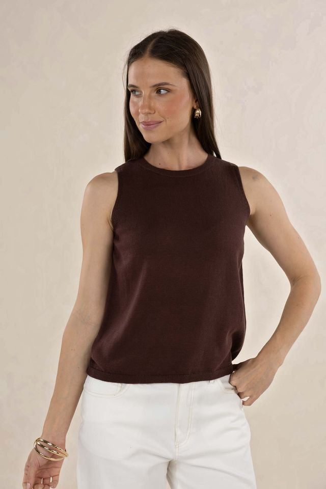 HUMIDITY LIFESTYLE COLLETTE TANK - CHOCOLATE
