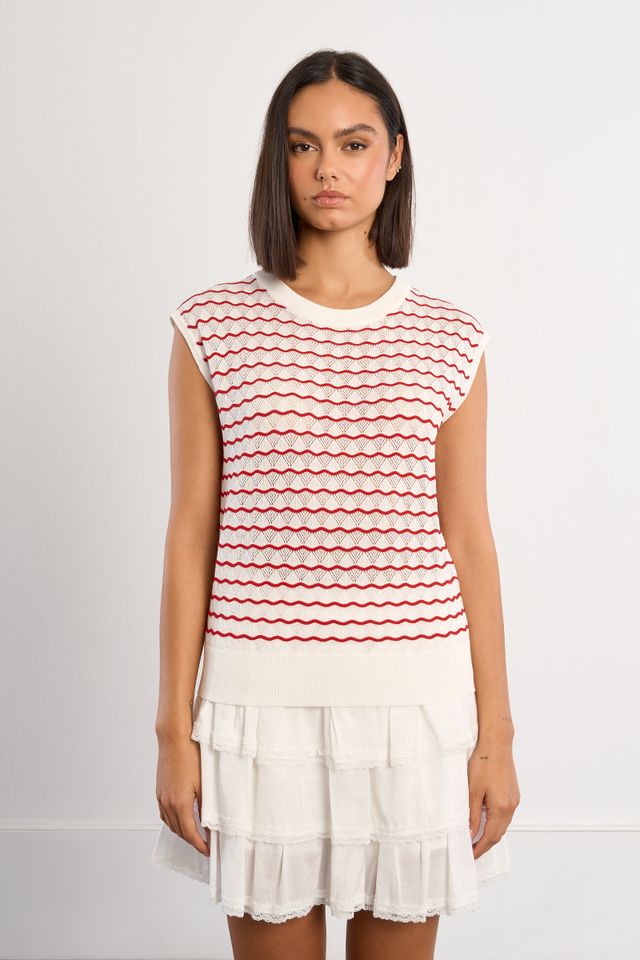 LILI SIDONIO SLEEVELESS SWEATER - RED