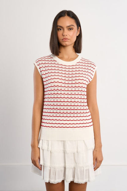 LILI SIDONIO SLEEVELESS SWEATER - RED