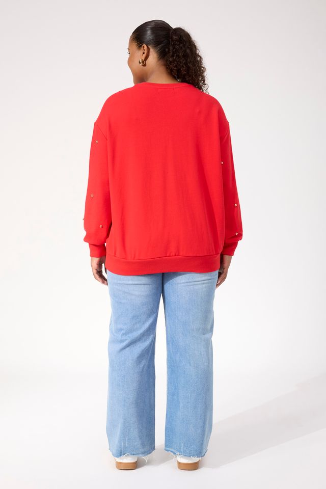 HAVEN BOSTON STUDDED SWEATSHIRT - RED