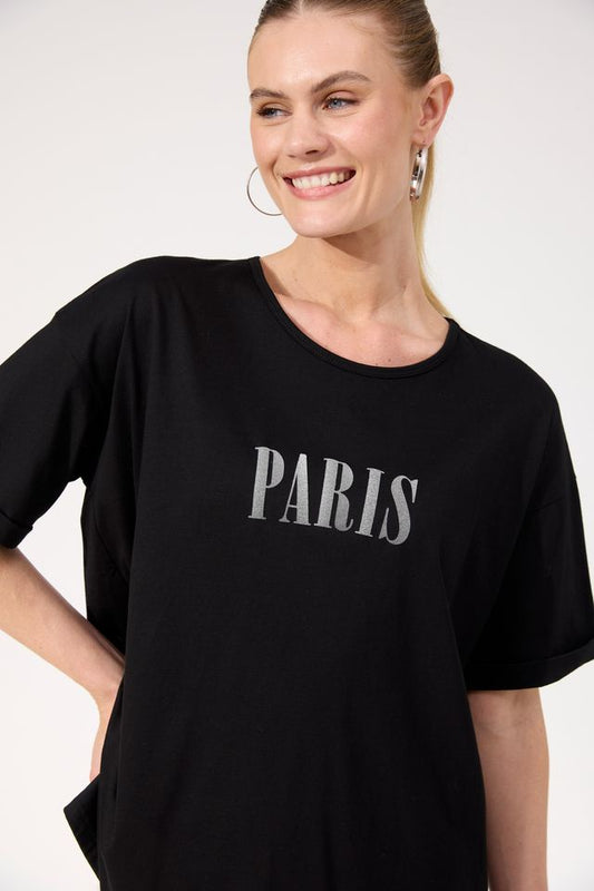 HAVEN BOSTON LOGO T-SHIRT - BLACK