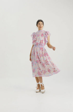 HOME-LEE CHARLIE MIDI DRESS - SKY DAISIES - HLX858