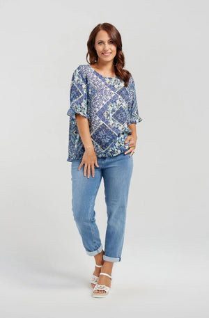 SEDUCE DOROTHY TOP - BLUE PATIO - S2022-1