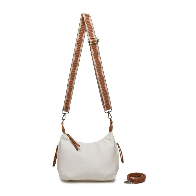 BLACK CAVIAR BAGS - CAREY SHOULDER BAG - WHITE & TAN