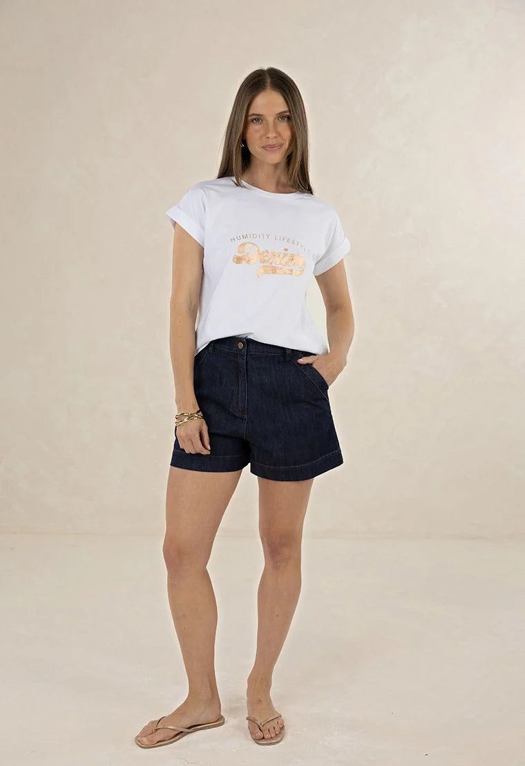 HUMIDITY LIFESTYLE GLITTER TEE - ROSE GOLD