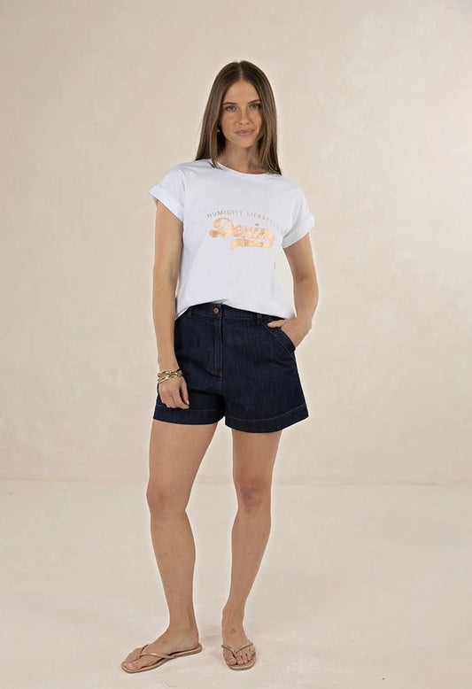 HUMIDITY LIFESTYLE GLITTER TEE - ROSE GOLD