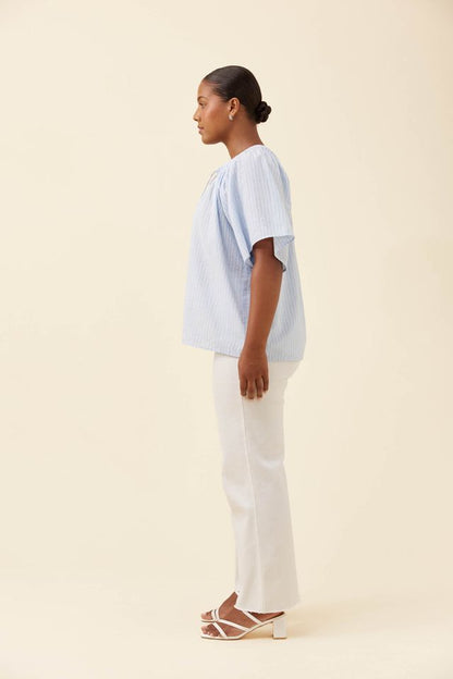 ISLE OF MINE LYNDELL SHIRRED TOP - LIGHT BLUE