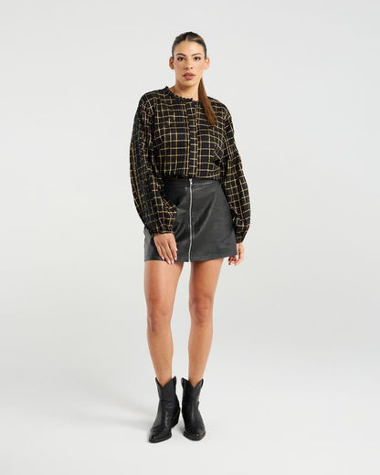 NMBR ROSE GISELLE BLOUSE - GOLDEN GRID