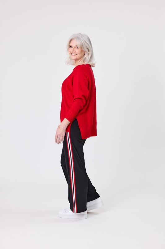 LEMON TREE DESIGN - CHLOE PANT - BLACK-RED STRIPE