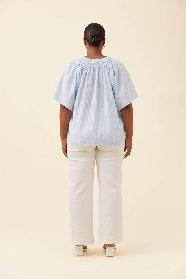 ISLE OF MINE LYNDELL SHIRRED TOP - LIGHT BLUE