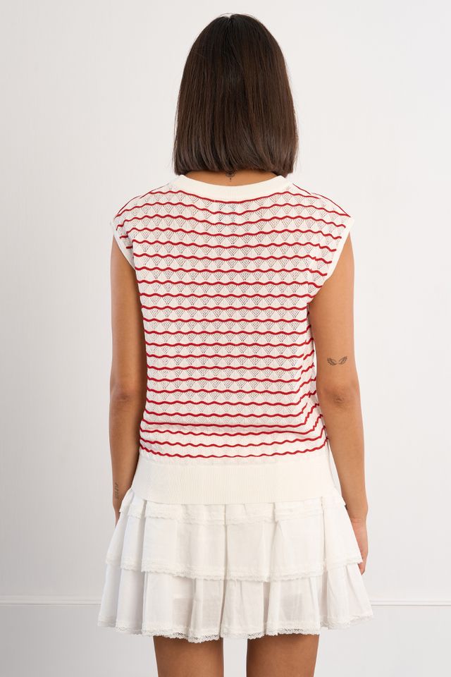 LILI SIDONIO SLEEVELESS SWEATER - RED
