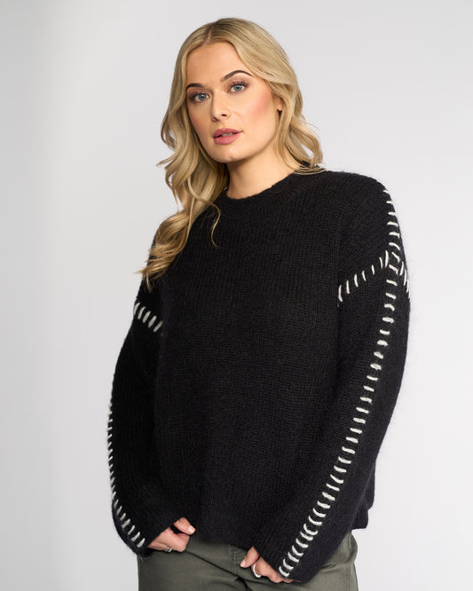 KNEWE LENNOX SWEATER - BLACK/WINTER WHITE
