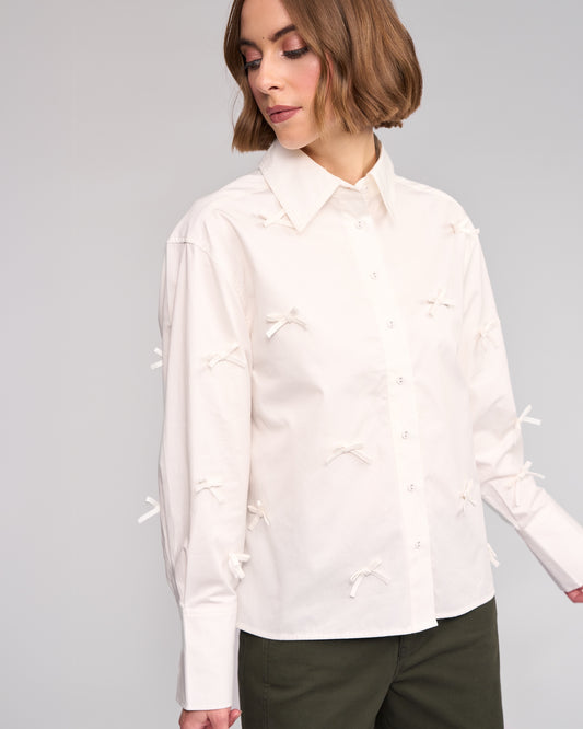 KNEWE BOW SHIRT - OFF WHITE