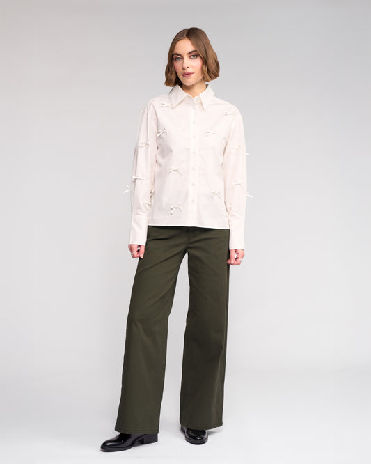 KNEWE BOW SHIRT - OFF WHITE