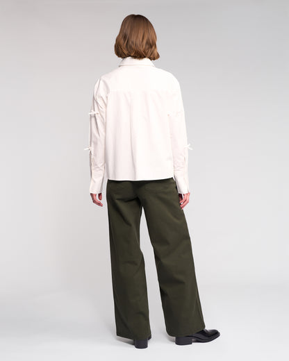 KNEWE BOW SHIRT - OFF WHITE