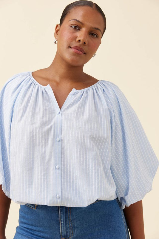 ISLE OF MINE LYNDELL DRAWSTRING TOP - LIGHT BLUE