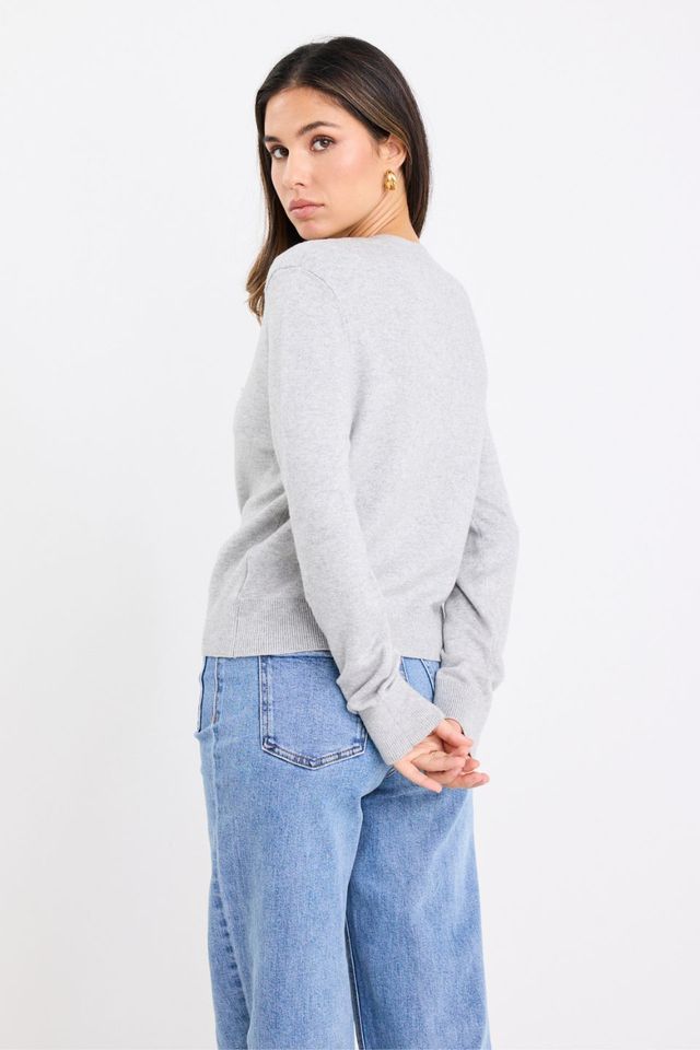 STORIES TO BE TOLD AUTOGRAPH CARDIGAN - LIGHT GREY MARLE