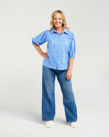 ZAFINA ALICE SHIRT - SPRING STRIPE