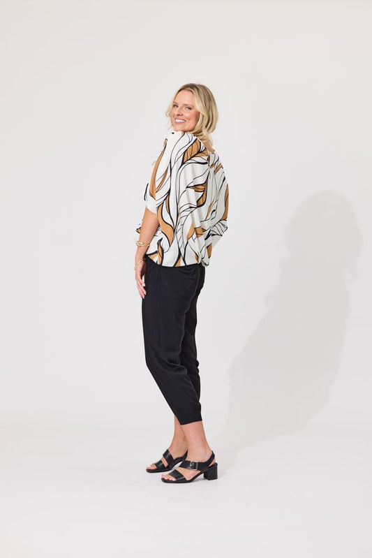 LEMON TREE DESIGN - ALESSA PRINT TOP - LEAFY WHITE