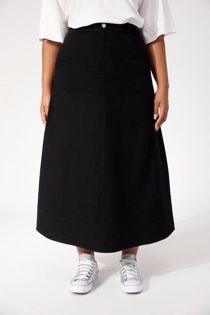 HAVEN DENVER DENIM SKIRT - BLACK