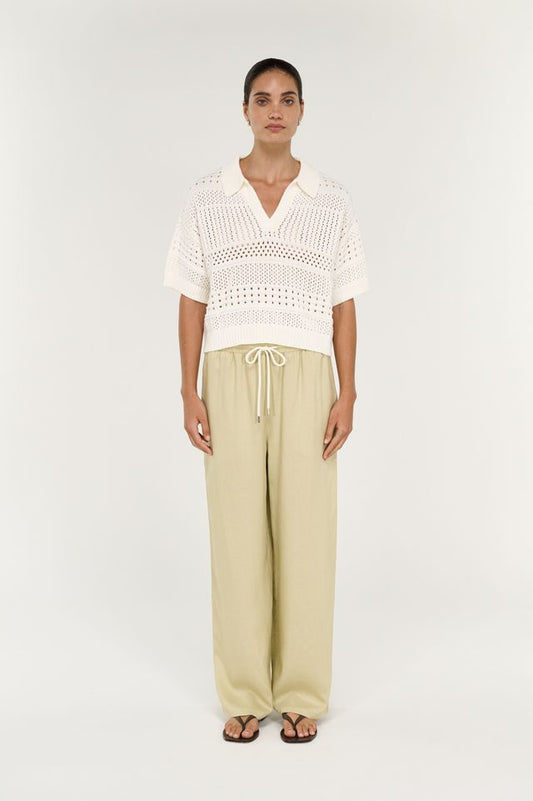 STAPLE THE LABEL NOVA CROCHET POLO SHIRT - CREAM
