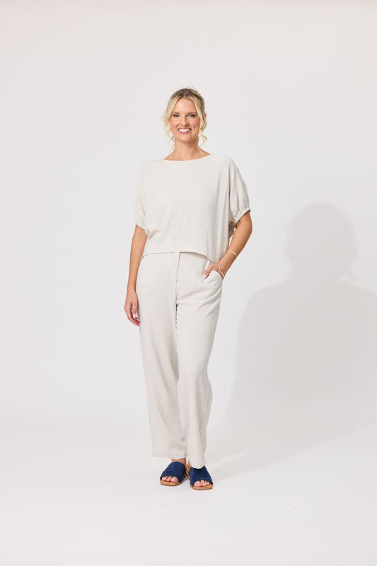 LEMON TREE DESIGN - COSTA LINEN TOP - OATMEAL