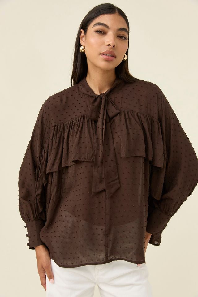 ISLE OF MINE - DELLA BLOUSE - CHOCOLATE