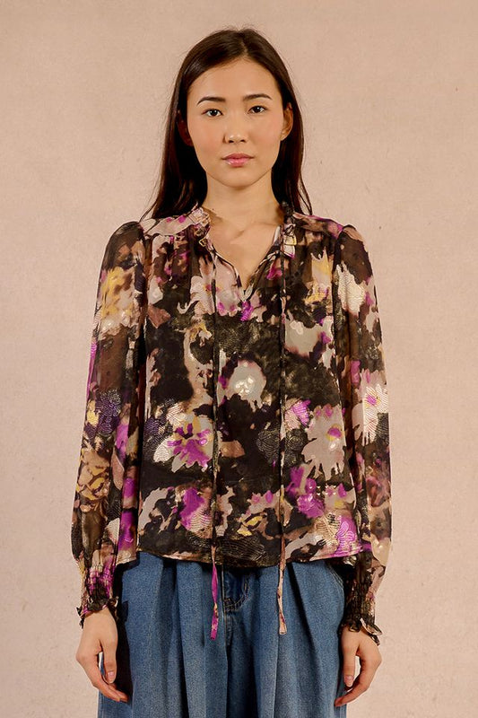 MOLLY BRACKEN WOVEN BLOUSE - BLACK CLOTILDE