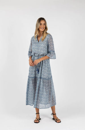 HUMIDITY LIFESTYLE FIESTA ARIES DRESS - BLUE PRINT - HS24301