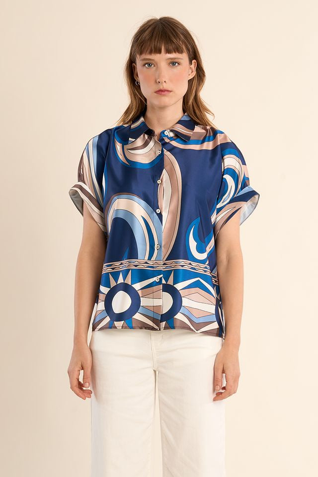 MOLLY BRACKEN WOVEN SHIRT - NAVY ATHENA