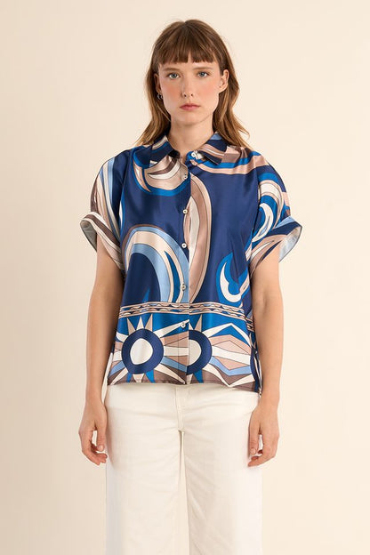 MOLLY BRACKEN WOVEN SHIRT - NAVY ATHENA