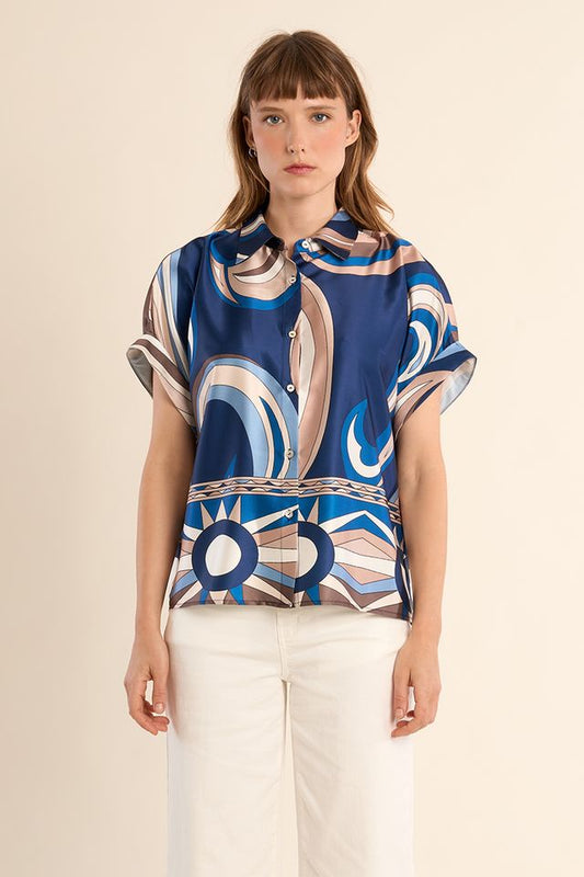MOLLY BRACKEN WOVEN SHIRT - NAVY ATHENA