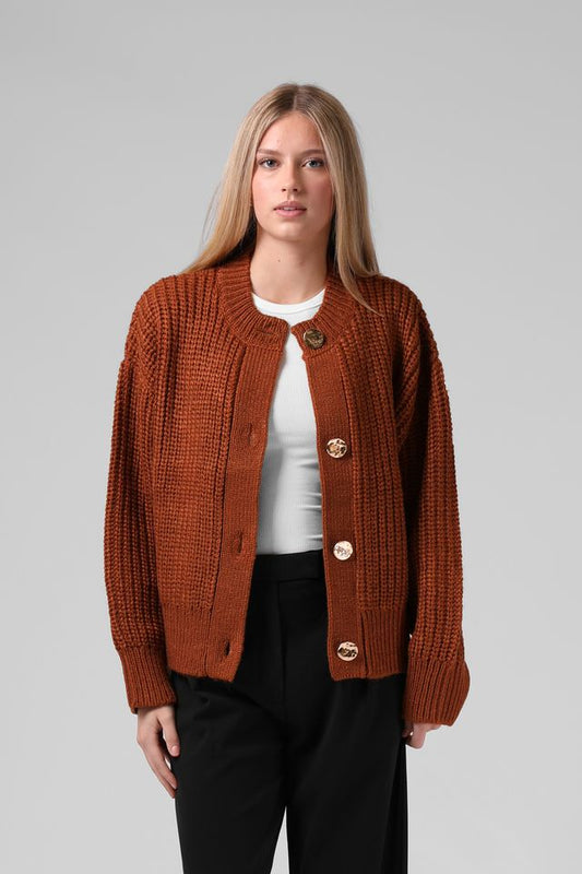 RPM CHUNKY CARDIGAN - CARAMEL