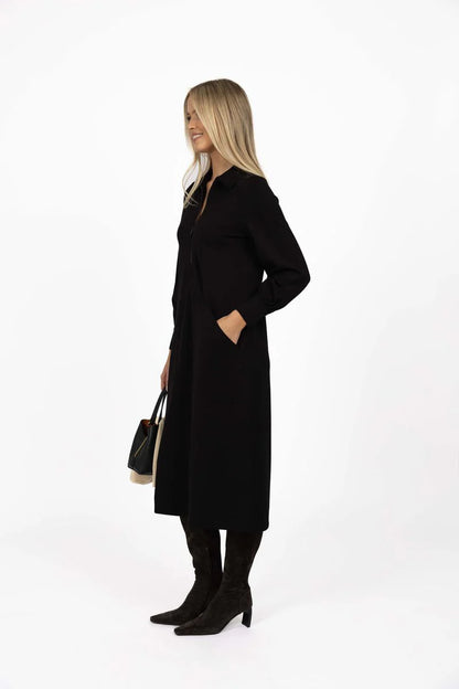 HUMIDITY LIFESTYLE DUNE MIDI DRESS - BLACK