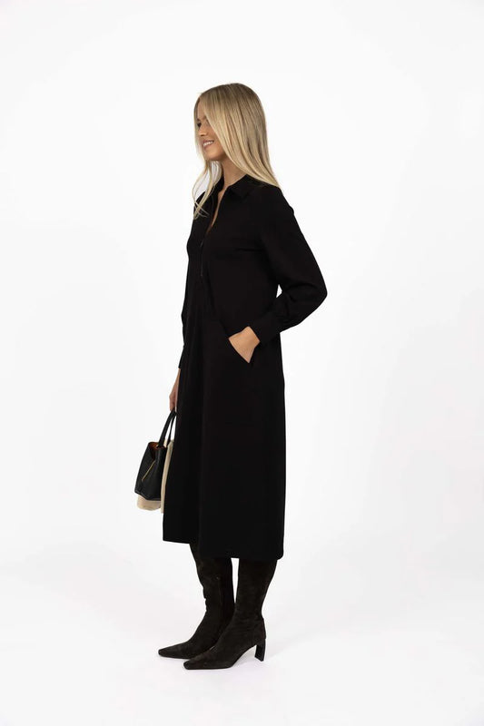 HUMIDITY LIFESTYLE DUNE MIDI DRESS - BLACK
